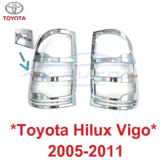 สีชุบโครเมี่ยม ครอบไฟท้าย TOYOTA HILUX VIGO 2004 - 2010 ครอบ ไฟท้าย โตโยต้า วีโก้ ครอบฝาท้าย ครอบท้าย