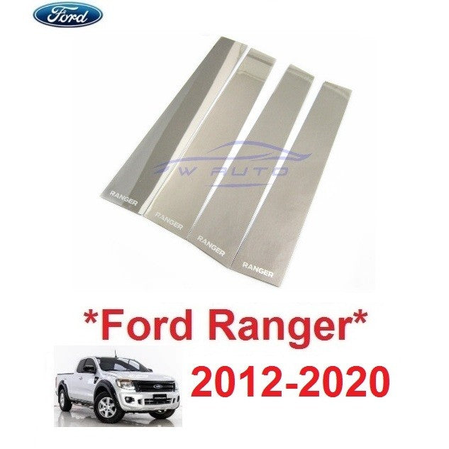 เสากลาง รุ่น4ประตู Ford Ranger 2012 - 2020 สแตนเลส แผ่นแปะ เสากลางประตู ฟอร์ด เรนเจอร์ เสาประตู กันรอย เสาประตู
