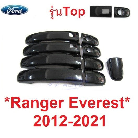 ตัวTop สีดำเงา Ford Ranger Everest 2012 - 2022 ฟอร์ด เรนเจอร์ เอเวอเรส ครอบมือจับประตู ครอบมือดึงประตู ครอบที่เปิดประตู