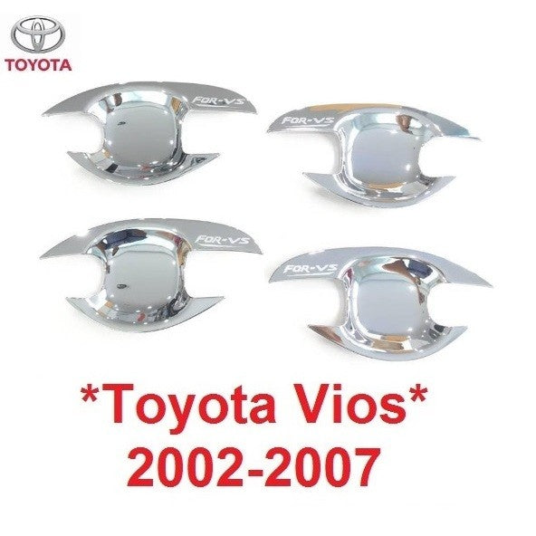 เบ้ารองมือเปิด Toyota Vios 2002 2003 - 2007 ชุบโครเมี่ยม โตโยต้า วีออส เบ้ามือจับประตู เบ้ามือ ถาดรองมือเปิด เบ้ากันรอย