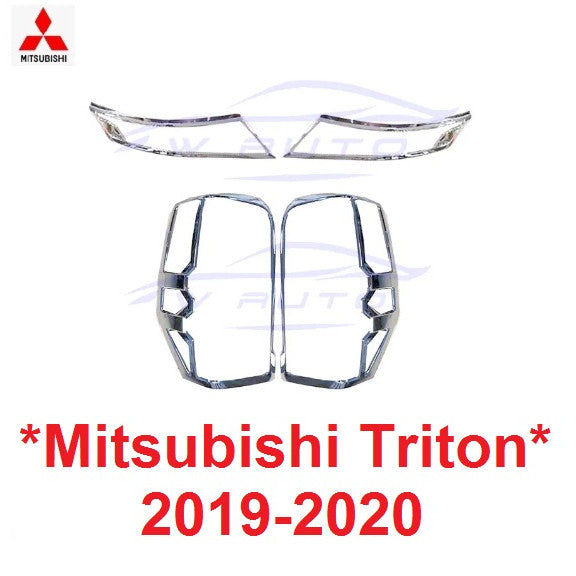 สีโครเมี่ยม ครอบไฟหน้า มิตซูบิชิ ไทรทัน ไททัน MITSUBISHI TRITON 2019 2020 2021 2022 ครอบไฟท้าย ไฟท้าย ขอบไฟ แต่งไฟ ไฟ