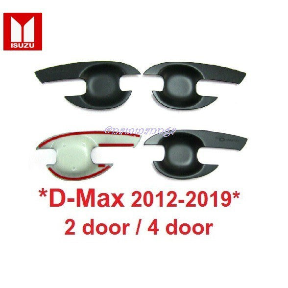 สีดำด้าน เบ้ากันรอย Isuzu DMAX D-Max Stealth 2012 - 2019 อีซูซุ ดีแม็ค เบ้ามือจับประตู เบ้ามือเปิด ถาดรองมือเปิดประตู - Image 2