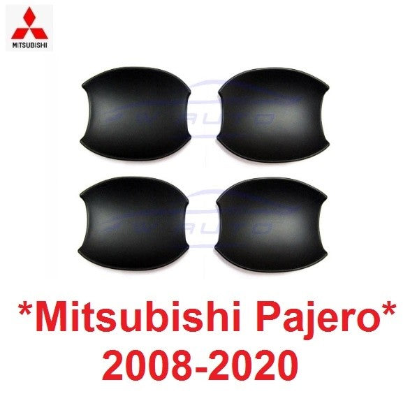 สีดำด้าน เบ้ารองมือเปิด Mitsubishi Pajero 2008 - 2020 มิตซูบิชิ ปาเจโร่ ถาดรองมือเปิดประตู ถ้วยรองมือเปิด เบ้ากันรอย