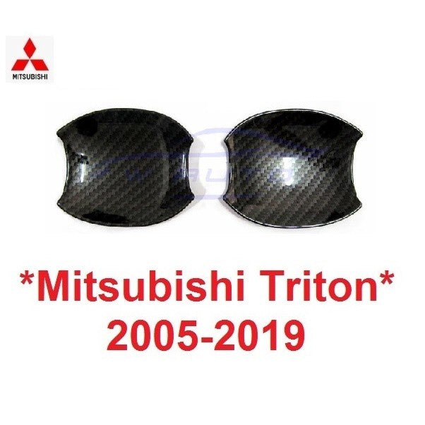 ลายเคฟล่า 2ชิ้น ถาดรองมือเปิดประตู Mitsubishi triton 2005 - 2019 มิตซูบิชิ ไทรทัน ถ้วยรองมือเปิด คาร์บอน เบ้ารองมือเปิด