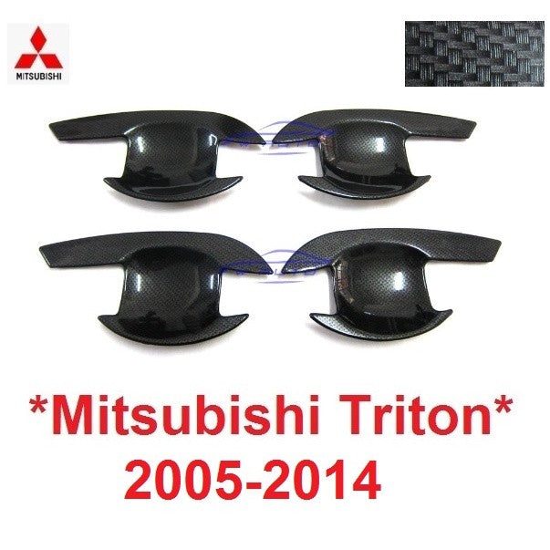 ลายเคฟล่า เบ้ารองมือเปิด Mitsubishi triton 2005 - 2014 มิตซูบิชิ ไทรทัน ถ้วยรอง ถาดรอง มือเปิดประตู คาร์บอน เบ้ากันรอย