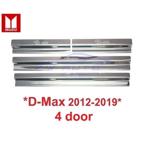 สแตนเลสสตีล ชายบันไดประตู Isuzu D-Max Dmax 2012-2019 สคัพเพลท อีซูซุ ดีแม็กซ์ รุ่น 4 ประตู คิ้วกันรอยขอบประตู ชายบันได