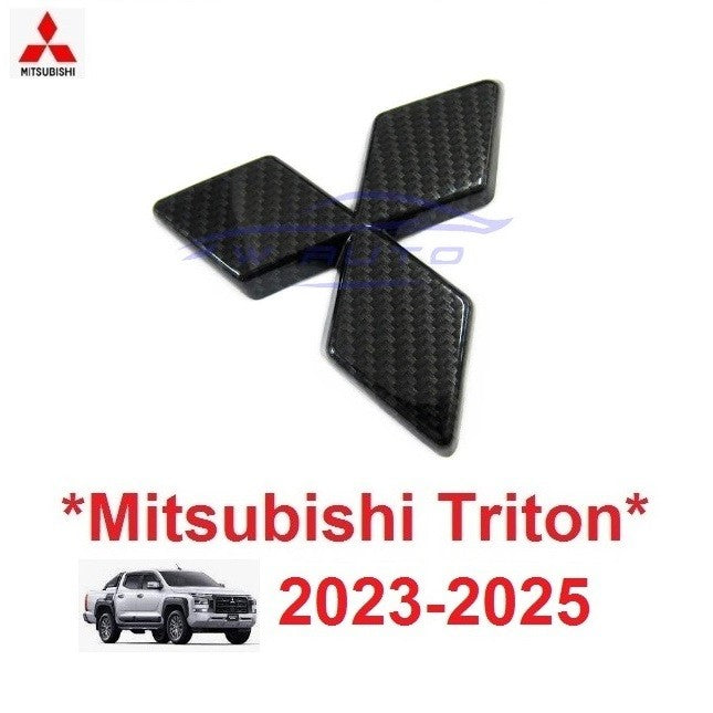 โลโก้ ติดกระจังหน้า ลายเคฟล่า MITSUBISHI Triton 2023 2024 2025 มิตซูบิชิ ไทรทัน LOGO กระจังหน้า สัญลักษณ์ สามเหลี่ยม
