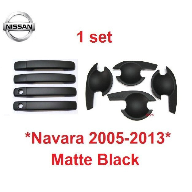 ครอบมือเปิด เบ้ากันรอย Nissan Navara D40 2005 - 2013 ดำด้าน นิสสัน นาวาร่า ถาดรองมือเปิดประตู เบ้ามือจับประตู เบ้ารองมือ