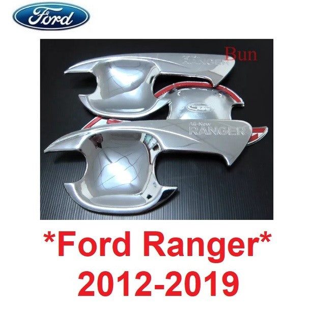ถาดรองมือเปิดประตู สีชุบโครเมี่ยม Ford Ranger ฟอร์ด เรนเจอร์ 2012-2019 ถ้วยรองมือเปิดประตู เบ้ารองมือเปิดประตู เบ้ามือ
