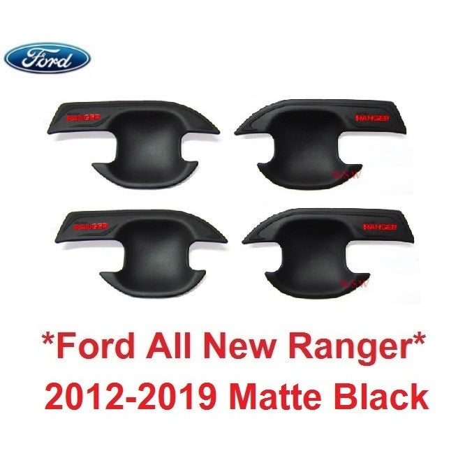 เบ้ามือ เบ้ารองมือเปิด Ford  Ranger 2012 - 2021 ดำด้าน โลโก้แดง ฟอร์ดเรนเจอร์ ถาดรองมือเปิด ประตู ถ้วยมือเปิด เบ้ากันรอย