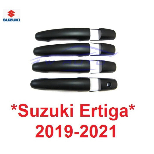 ไม่เว้าปุ่ม ครอบมือจับประตู ซูซูกิ เออติก้า 2019 - 2022 SUZUKI ERTIGA มือจับกันรอย ครอบมือเปิดประตู สีดำด้าน ครอบมือ