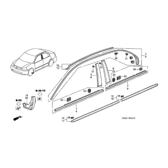 กิ๊บล็อคคิ้วรางน้ำ Honda Civic 1992 - 2005 ฮอนด้า ซิวิค 3 5 ประตู ล๊อค กิ๊บล็อค หมุด ยึดคิ้วรางน้ำ กิ๊บคิ้วรางน้ำ - Image 2