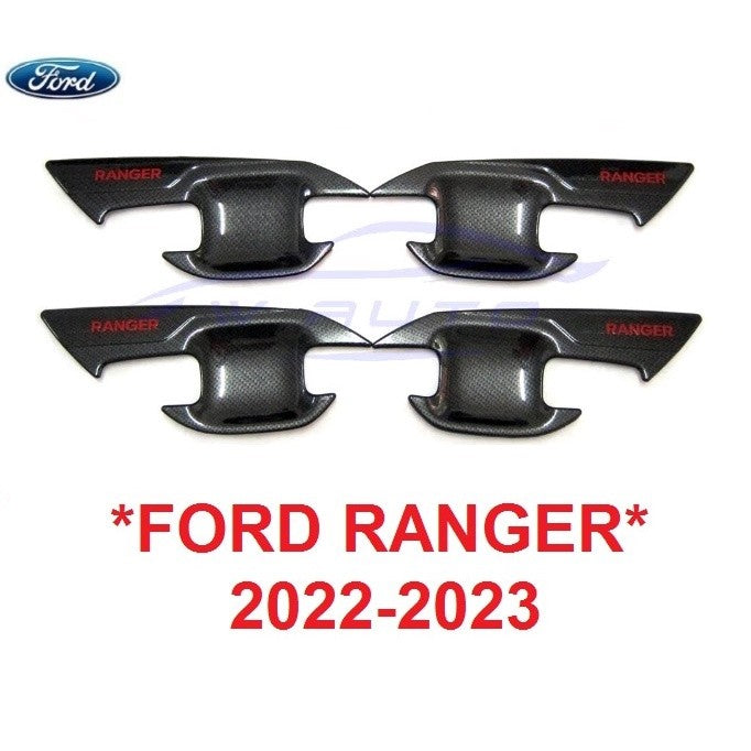 ลายเคฟล่า เบ้ากันรอยประตู Ford Ranger 2022 2023 ฟอร์ด เรนเจอร์ ถ้วยมือเปิด เบ้ารองมือเปิด ถาดรองมือเปิดประตู