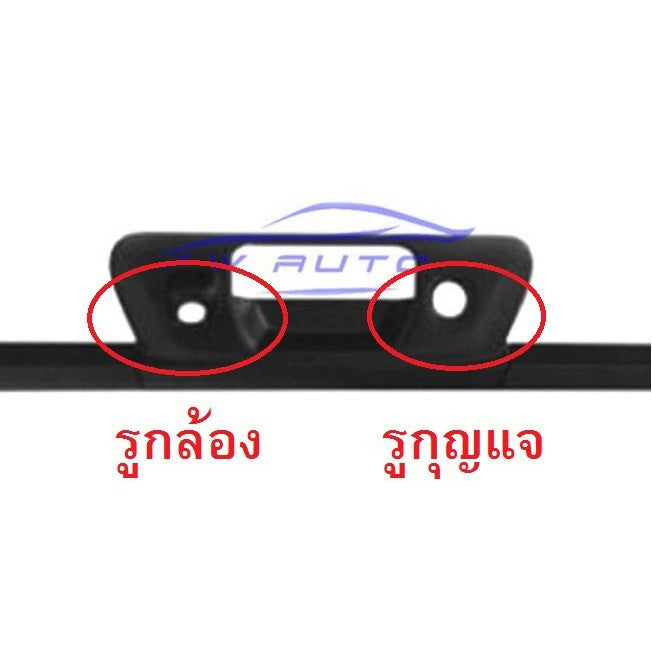 รุ่นมีกล้อง ครอบมือเปิดท้าย Navara NP300 2014 - 2019 นิสสัน นาวาร่า ครอบเบ้าท้าย ครอบมือดึงฝาท้าย สีดำ เบ้าท้าย Nissan - Image 2