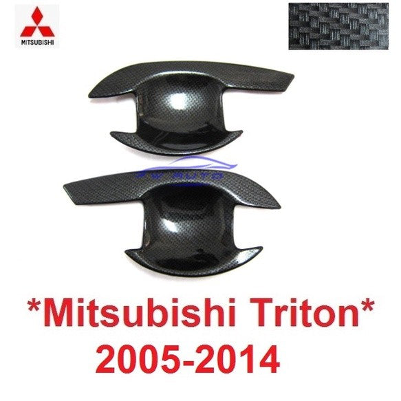 ถาดรองมือเปิดประตู ลายคาร์บอน Mitsubishi TRITON 2005 - 2014 มิตซูบิชิ ไทรทัน ถ้วยรองมือเปิด เบ้ารองมือเปิด ml mn เคฟล่า