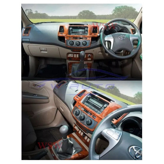 รุ่น2ปต เกียร์ธรรมดา ลายไม้ TOYOTA VIGO CHAMP 2012 - 2015 ครอบคอนโซล โตโยต้า วีโก้ แชมป์ คอนโซล ชุดแต่ง ครอบ จอ เกียร์ - Image 3