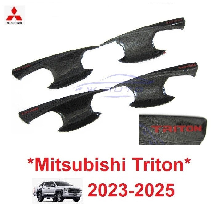 ถาดรองมือเปิดประตู มิตซูบิชิ ไทรทัน 2023 2024 2025 Mitsubishi triton เบ้ามือจับประตู เบ้ารองมือเปิด คาร์บอน ดำเงา ดำด้าน - Image 10