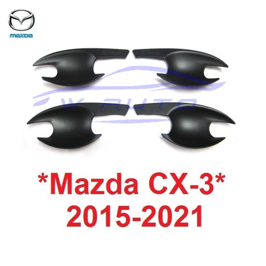 เบ้ากันรอย ประตู MAZDA CX-3 CX3 2016 - 2022 มือเปิด สีดำด้าน มาสด้า ซีเอ็กซ์ 3 เบ้ารองมือเปิด ถ้วยปีก ถาดรองมือเปิด