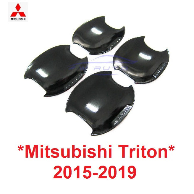 สีดำเงา เบ้ารองมือเปิด Mitsubishi Triton 2015 - 2021 มิตซูบิชิ ไทรทัน ถาดรองมือเปิดประตู เบ้ามือ จับประตู ถ้วยมือเปิด