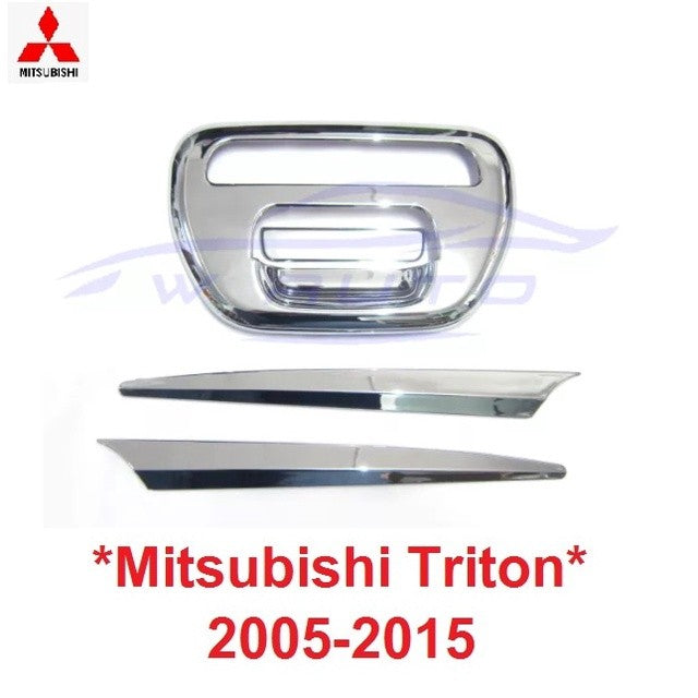 ครอบมือเปิดท้าย คิ้ว Mitsubishi Triton 2005 - 2014 2015 มิตซูบิชิ ไตรตัน ไทรทัน เบ้าท้าย ครอบมือดึง ฝา กระโปรงท้าย ดาบ - Image 2