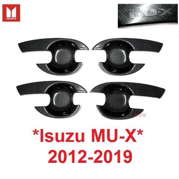 เบ้ากันรอย ลายเคฟล่า Isuzu MU-X 2012 - 2018 ถาดรองมือเปิดประตู อีซูซุ เบ้ามือจับประตู เบ้ารองมือเปิด เบ้ามือ mu x