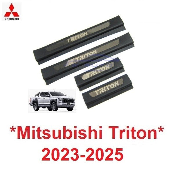 ชายบันไดประตู สีดำด้าน Mitsubishi Triton 2023 2024 2025 สคัพเพลท มิตซูบิชิ ไทรทัน กันรอยขอบประตู ชายบันได กันรอย ของแต่ง