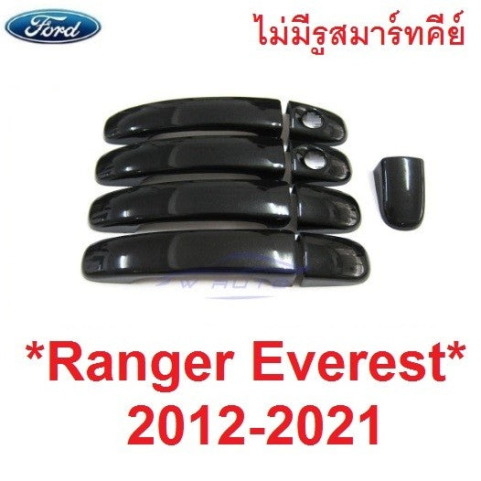 สีดำเงา ไม่top Ford Ranger 2012 - 2022 Everest ฟอร์ด เรนเจอร์ เอเวอเรส ครอบมือจับประตู ครอบมือดึงประตู ครอบมือเปิดประตู