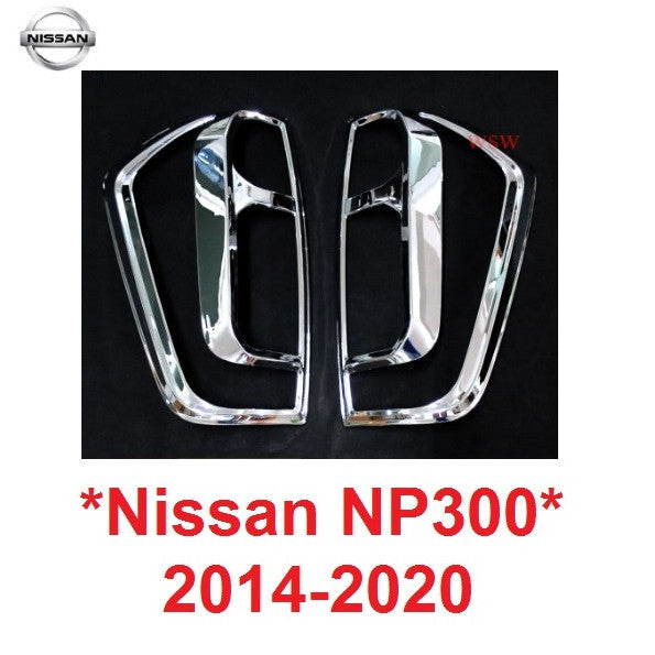 สีชุบโครเมี่ยม ครอบไฟท้าย NISSAN NAVARA NP300 2014 - 2019 นิสสัน นาวาร่า NP300 ของแต่งนาวาร่า ครอบฝาท้าย ฝาครอบ ไฟท้าย