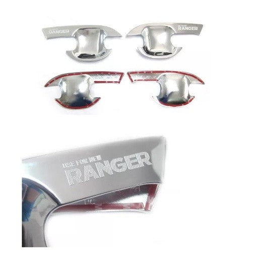 Ford Ranger ถาดรองมือเปิดประตู ฟอร์ด เรนเจอร์ 2012 - 2019 ถ้วยรองมือเปิดประตู เบ้ารองมือเปิดประตู เบ้ามือ สีชุบ เบ้ามือ - Image 2