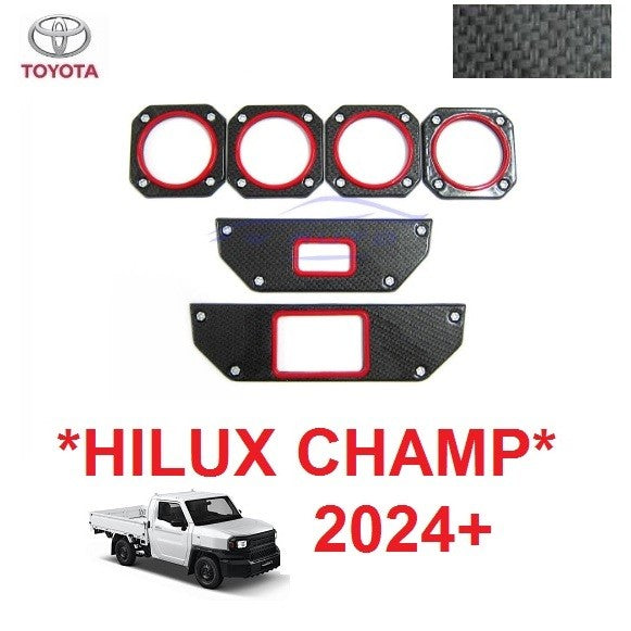 6ชิ้น ชุดแต่งภายใน HILUX CHAMP 2024 2025 ลายคาร์บอน เคฟล่า ไฮลักซ์ แชมป์ ตัวใหม่ รถกระบะ รถบรรทุกครอบแอร์ ครอบปุ่มกด