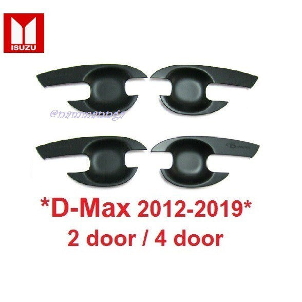 สีดำด้าน เบ้ากันรอย Isuzu DMAX D-Max Stealth 2012 - 2019 อีซูซุ ดีแม็ค เบ้ามือจับประตู เบ้ามือเปิด ถาดรองมือเปิดประตู