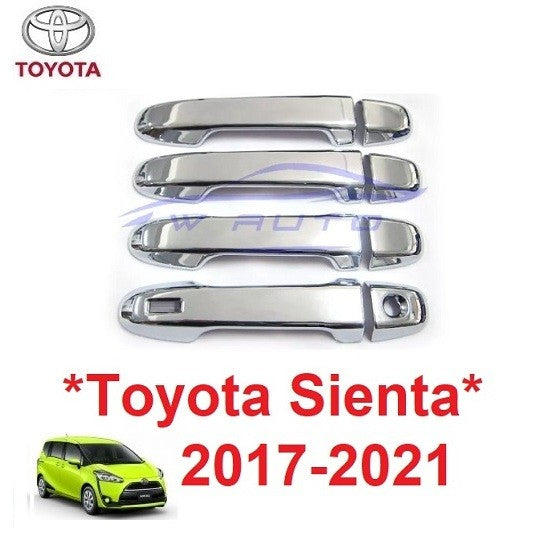 เว้าปุ่ม ครอบมือเปิดประตู Toyota SIENTA 2017 2018 - 2021 ครอบมือจับประตู โตโยต้า เซียนต้า ชุบโครเมี่ยม ครอบมือดึงประตู