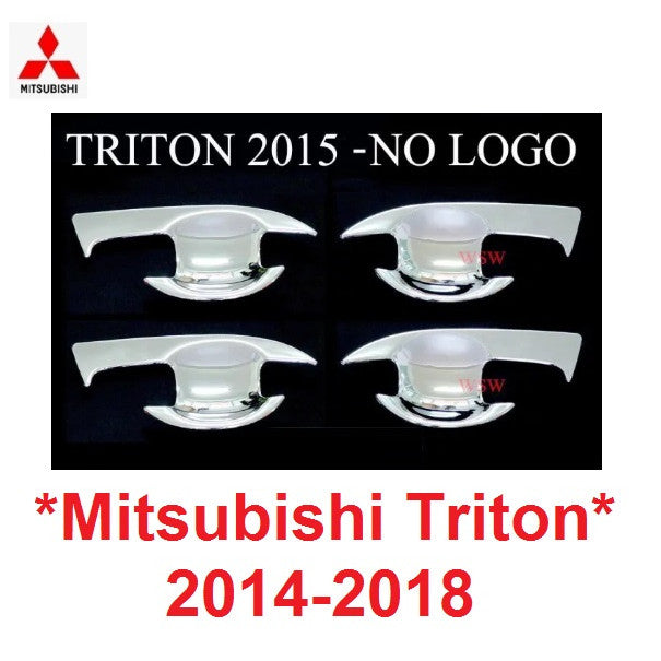 เบ้ากันรอย Mitsubishi Triton 2014 - 2019 มิตซูบิชิ ไทรทัน ชุบโครเมี่ยม เบ้ามือจับประตู ถาดรองมือเปิดประตู เบ้ารองมือเปิด
