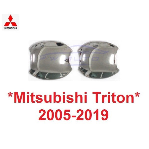 เบ้ารองมือเปิด 2ประตู Mitsubishi triton 2005 - 2019 มิตซูบิชิ ไทรทัน ถาดรองมือเปิดประตู ถ้วยรองมือเปิด เบ้ากันรอย สีชุบ