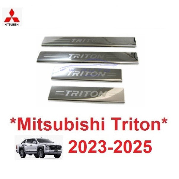 รุ่น4ประตู ชายบันได ชุบโครเมี่ยม Mitsubishi Triton 2023 2024 2025 มิตซูบิชิ ไทรทัน ชายบันไดประตู L200 MV สคัพเพลส กันรอย