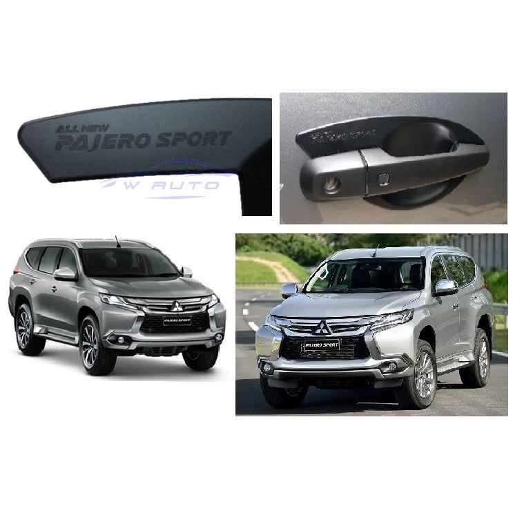 ดำด้าน เบ้ารองมือเปิด Mitsubishi Pajero Sport 2016 - 2021 มิตซูบิชิ ปาเจโร ถาดรองมือเปิดประตู เบ้ามือจับประตู เบ้ากันรอย - Image 2