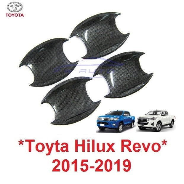 ถาดรองมือเปิดประตู ลายเคฟล่า Toyota Revo 2015 - 2022 โตโยต้า รีโว่ เบ้ากลม เบ้ารองมือเปิด เบ้ากันรอย ถ้วยรองมือเปิด