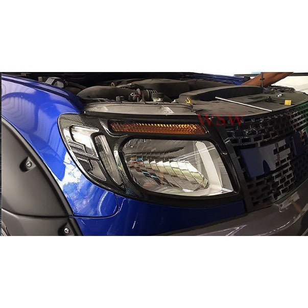 ลายเคฟล่า ครอบไฟหน้า FORD RANGER PX T6 2012 2013 2014 2015 ฟอร์ด เรนเจอร์ ครอบไฟหน้ารถยนต์ แต่งไฟ คาร์บอน ไฟ - Image 3