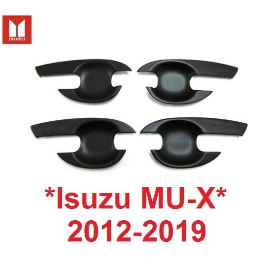 สีดำด้าน ถาดรองมือเปิดประตู ISUZU MU-X MUX 2012 - 2019 อีซูซุ มิวเอ็กซ์ เบ้ามือจับประตู เบ้ารองมือเปิด เบ้ากันรอย