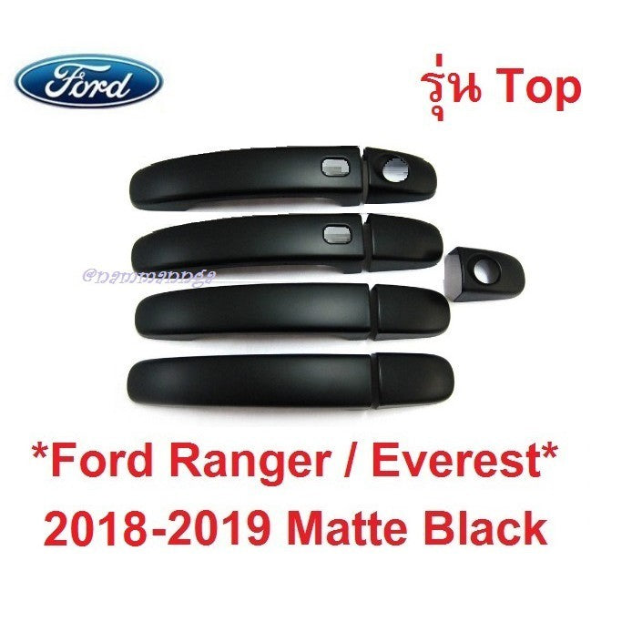 รุ่นTOP ครอบมือจับประตู Ford Everest SUV 2018 - 2022 ดำด้าน ฟอร์ด เอเวอร์เรส ครอบมือดึงประตู ครอบมือเปิดประตู ครอบมือจับ
