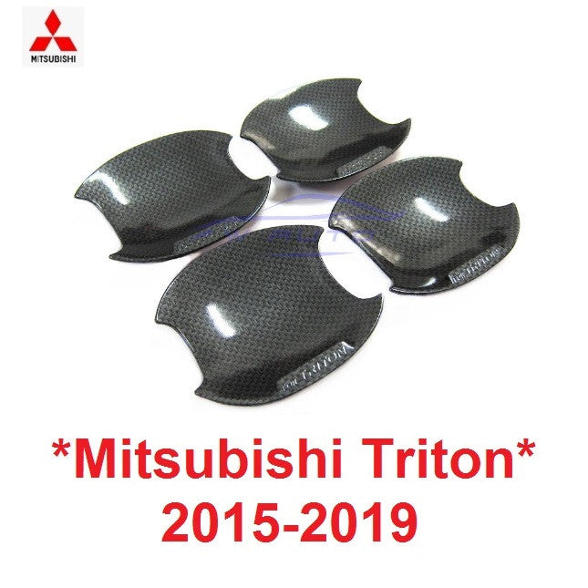 ลายคาร์บอน เบ้ารองมือเปิด Mitsubishi Triton 2015 - 2021 มิตซูบิชิ ไทรทัน ถาดรองมือเปิดประตู เบ้ามือ ถ้วยมือเปิด เคฟล่า