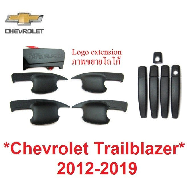 1ชุด ถาดรองมือเปิด สีดำด้าน CHEVROLET TRAILBLAZER 2012 - 2019 เชฟโรเลต เทรลเบลเซอร์ เบ้ารอง ครอบมือเปิด ถ้วย กันรอยประตู