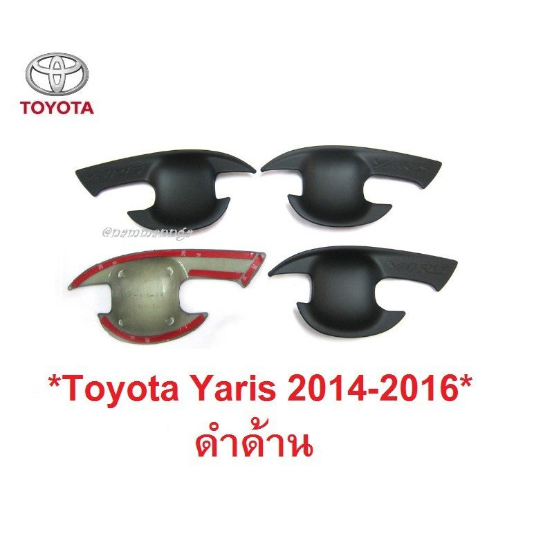 สีดำด้าน เบ้ารองมือเปิด Toyota Yaris Hatchback 2014 - 2016 โตโยต้า ยาริส ถาดรอง ประตู เบ้ามือ ถ้วยมือเปิด เบ้ากันรอย - Image 2