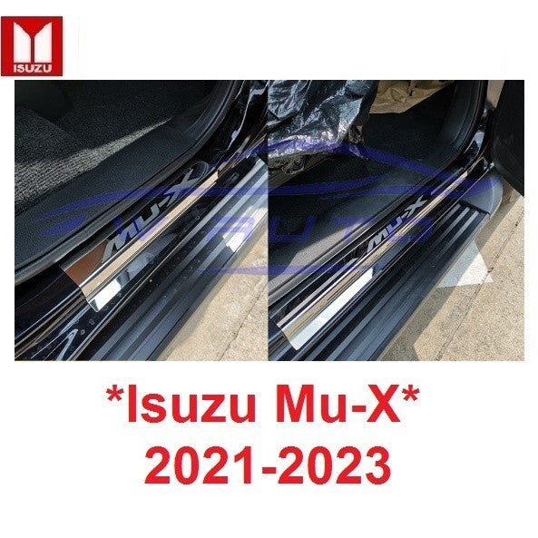 สคัพเพลท ชายบันได Isuzu MUX 2021 2022 2023 สแตนเลสสตีล mu-x อีซูซุ มิวเอ็กซ์ คิ้วกันรอยขอบประตู ชายบันไดประตู สคัพเพลท