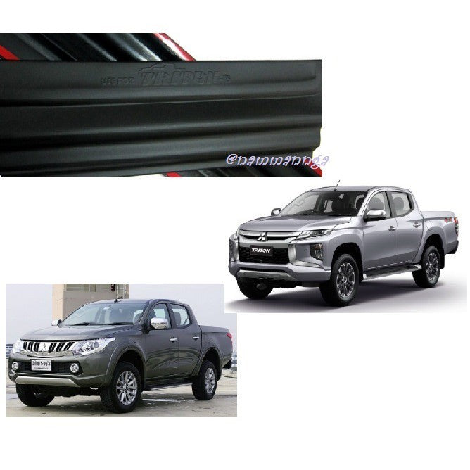 รุ่น4ประตู ชายบันไดประตู Mitsubishi Triton 2014 2015 - 2019 มิตซูบิชิ ไทรทัน สีดำด้าน คิ้วกันรอยขอบประตู ชายบันได - Image 2