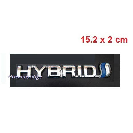 โลโก้ ไฮบริด HYBRID ชุบโครเมี่ยม 15.2x2 เซนติเมตร Chrome HYBRID logo สำหรับรถ ไฮบริด ทุกรุ่น โลโก้ ป้าย แผ่นป้าย