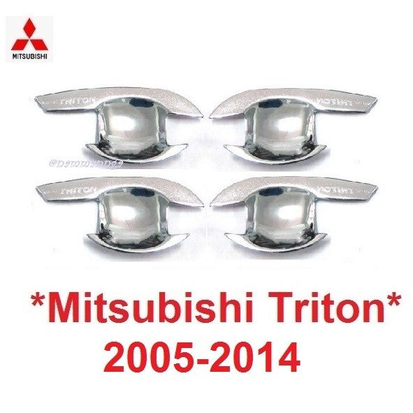 เบ้ารองมือเปิด กันรอย Mitsubishi triton ml mn 2005 - 2014 2015 โครเมี่ยม มิตซูบิชิ ไทรทัน ถาดรองมือเปิดประตู ถ้วย