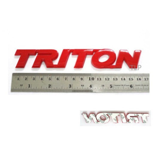 LOGO TRITON โลโก้ ติดรถ โลโก้ไทรทัน สีแดง MITSUBISHI TRITON สติ๊กเกอร์ มิตซูบิชิ