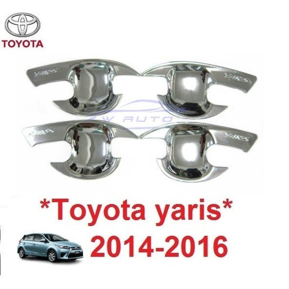 เบ้ารองมือเปิด Toyota Yaris Hatchback 2014 - 2016 โตโยต้า ยาริส ชุบโครเมี่ยม ถาดรองมือเปิด ถ้วยมือ กันรอย ประตู เบ้ามือ