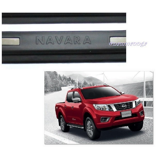 ชายบันไดประตู Nissan Navara NP300 2014 - 2020 ดำด้าน นิสสัน นาวาร่า สคัพเพลท คิ้วกันรอยขอบประตู กาบบันได ชายบันได กันรอย - Image 2